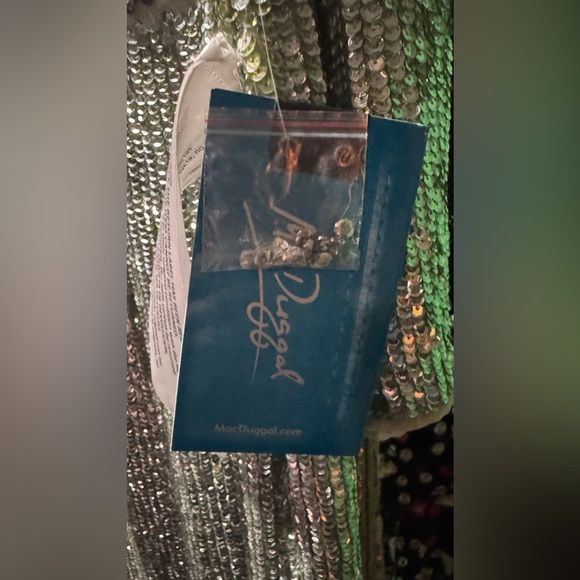 Mac Duggal Sequin and Crystal 93568 Green FLORAL BEADED TEA-LENGTH DRESS - Picture 8 of 15